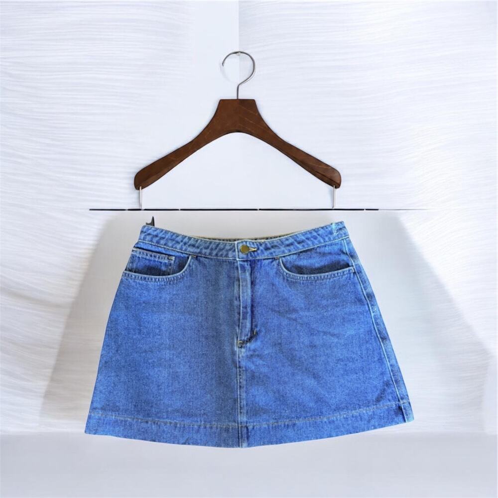 American Apparel Denim Mini Skirt Medium Wash Size L 100% Cotton